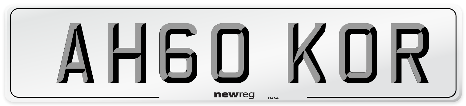 AH60 KOR Number Plate from New Reg